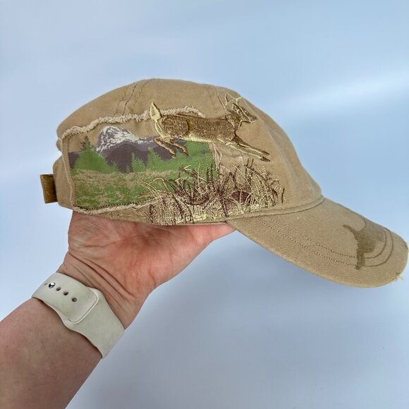 Dri-Duck Cotton Canvas Hat Khaki Deer Hunting Mountains Outdoors Embroidered - Picture 1 of 7